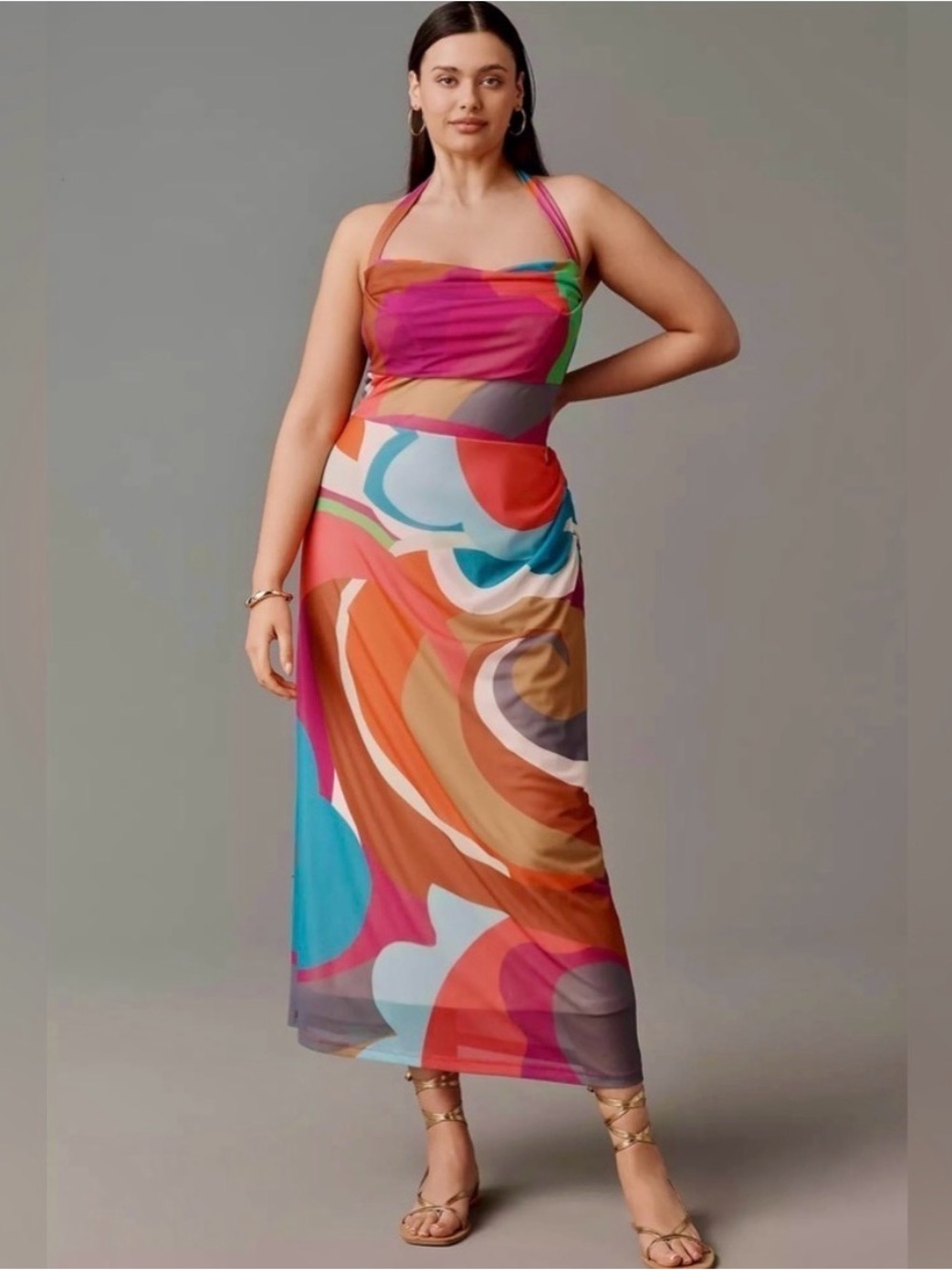 NWT By Anthropologie Square-Neck Halter Midi Dress size XS